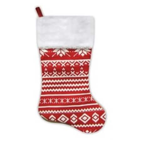 Festive Red And White Snowflake Motif Sweater Knit Christmas Stocking